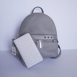 Michael Kors Kenly Backpack + Wristlet White Grey